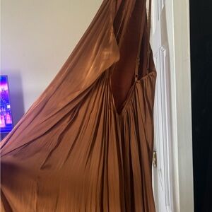 Women's Sleeveless Satin Maxi Dress in Burnt Orange